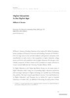 William G. Bowen: Higher Education in the Digital Age