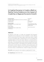prikaz prve stranice dokumenta Is Creative Economy in Croatia a Myth or Reality? Some Evidence on the Impact of Creativity on Regional Economic Growth